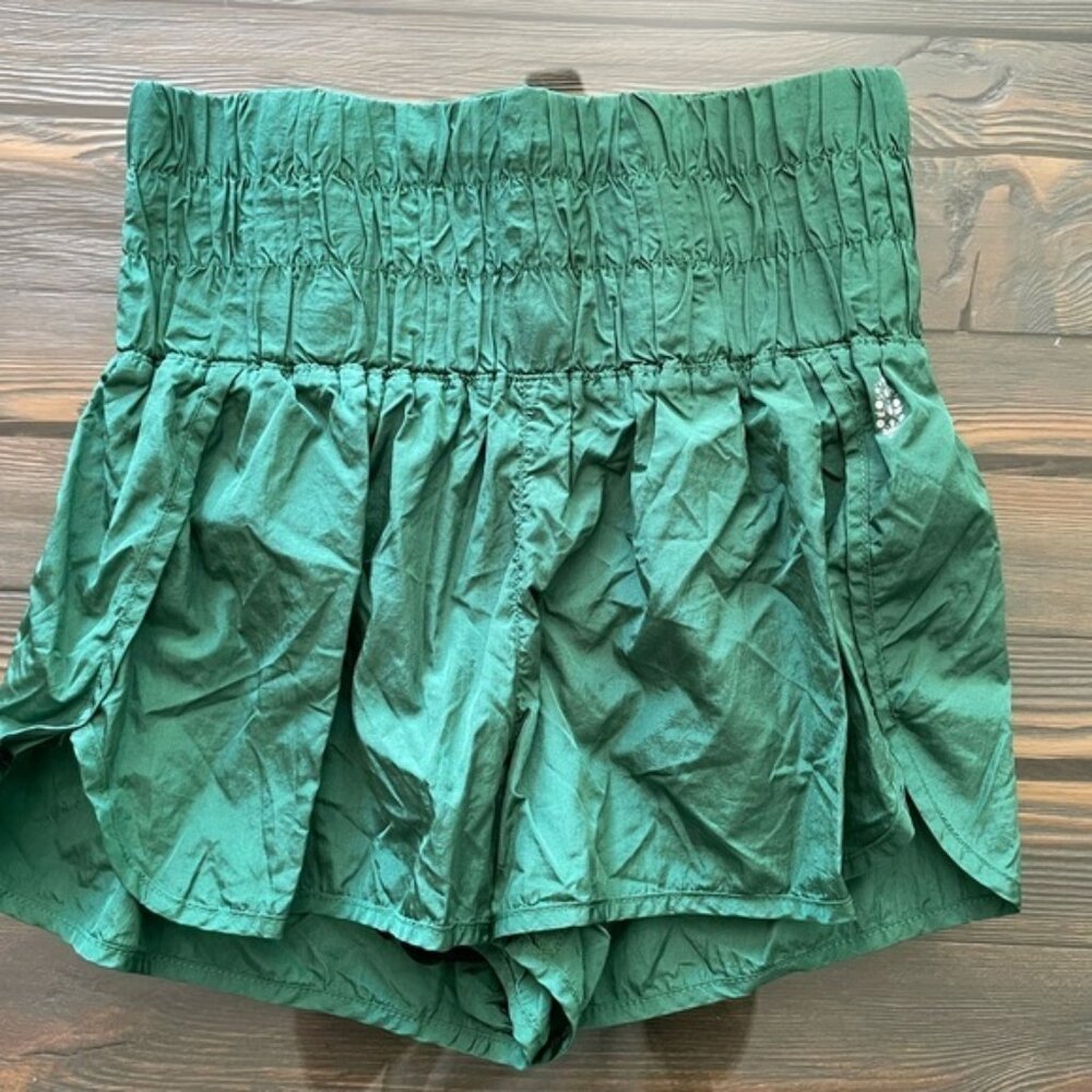 We The Free Green Athletic Shorts with Smocked Waistband